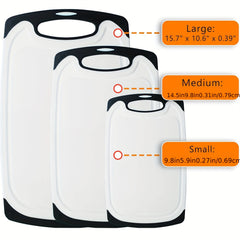 3pcs Large Plastic Cutting Board Set with Non-Slip Base & Ergonomic Handle - Dishwasher Safe, Heavy-Duty Kitchen Chopping Boards with Rounded Edges, & Design, Space-Saving Stackable for Meat, Vegetables, Cheese - Durable & Easy to Clean (No Batterie