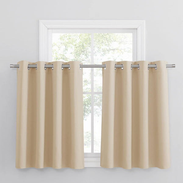 PONY DANCE Grey Blackout Thermal Insulated Curtains for Bedroom, 46 X 54 Inch Short Eyelet Curtains & Drapes, Soft Black Out 2 Panels for Window Living Room/Kitchen