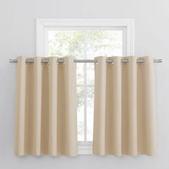 PONY DANCE Grey Blackout Thermal Insulated Curtains for Bedroom, 46 X 54 Inch Short Eyelet Curtains & Drapes, Soft Black Out 2 Panels for Window Living Room/Kitchen