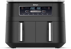 Ninja Foodi Dual Zone Digital Air Fryer, 2 Drawers, 7.6L, 6-In-1, Uses No Oil, Air Fry, Max Crisp, Roast, Bake, Reheat, Dehydrate, Cooks 4-6 Portions, Non-Stick, Dishwasher Safe Baskets, Black AF300UK