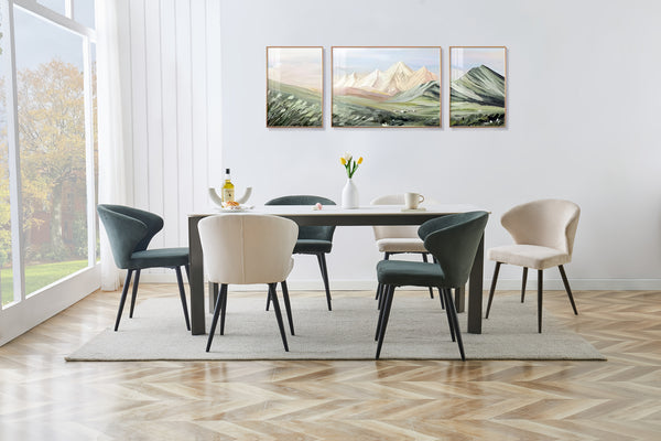 Set of 2 or 4 Corduroy Upholstered Dining Chairs - Modern Padded Seats with Black Metal Legs, Scandinavian Rustic Chairs Suitable for Kitchen, Restaurant, Cafe - - Fabric &
