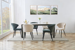 Set of 2 or 4 Corduroy Upholstered Dining Chairs - Modern Padded Seats with Black Metal Legs, Scandinavian Rustic Chairs Suitable for Kitchen, Restaurant, Cafe - - Fabric &