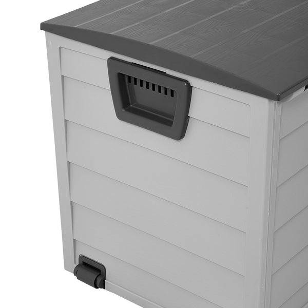 290L Lockable Waterproof Storage Box – Heavy-Duty Outdoor Deck Chest with Wheels Garden & Patio Recycling Bin Organizer for Tools, Cushions (112*49*54cm)