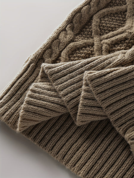 2025 Winter American Stand-Up Collar Half-Zip Knit Aran Sweater Mr. Pony Knitwear Pullover Card