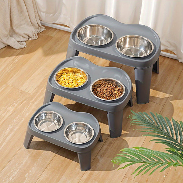 Dog Bowls with Stand, Adjustable Raised Dog Bowl for Large Dogs, Dog Feeding Station with 2 Stainless Steel Dog Bowls, Non-Slip elevated dog bowls