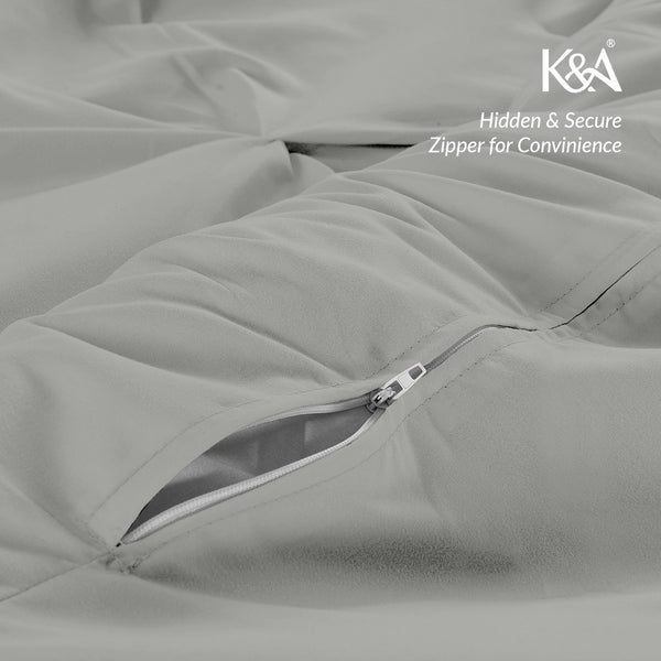 K&A® Pintuck Pinch Pleat Duvet Cover Set with Zipper Closure including Pillowcase – Ultrasoft Brushed Microfiber – Easy Care & Machine Washable