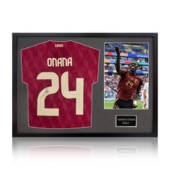 Amadou Onana Signed Framed Belgium Football Shirt Including 1 Photo in 2 Options: White or Black Mount
