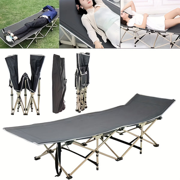 Folding Bed Portable Folding Camping Bed For Adults, Weight Capacity 199.58kg, With Mattress And Side Pocket - Lightweight And Sturdy Frame, Fishing Bed, Suitable For Camping, Home, Office, Travel, Picnic, Family Bed, Compact Design, Large Capacity