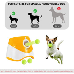 [Automatic Dog Ball Launcher] Automatic Dog Ball Launcher with 3 ETPU Durable Balls, 3 Adjustable Distances (9.8ft/19.7ft/29.5ft), Rechargeable with USB Charging Cable | Interactive Toy for Small and Medium Dogs, Intelligence Training and Simulation
