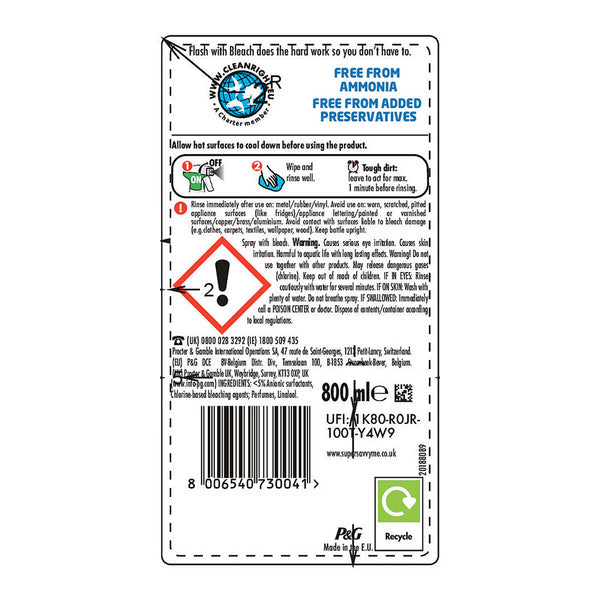 Flash Spray with Bleach, 3 X 800Ml