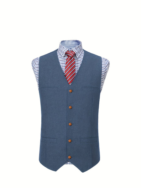 Men'S Vest Wool Blend Herringbone Vintage Men'S Fashion Vest, Groom Best Man Formal Wedding Party Casual Vest