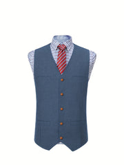 Men'S Vest Wool Blend Herringbone Vintage Men'S Fashion Vest, Groom Best Man Formal Wedding Party Casual Vest