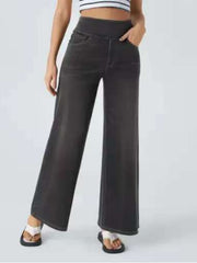 Women's Slim Fit Straight-Leg Jeans - Solid Color Casual Denim Pants with Pockets, Machine Washable for Spring/Fall, Versatile for Everyday & Semi-Formal Wear, Everyday Jeans | Modern Denim | Practical Pockets