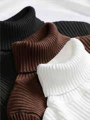 3pcs Women's Solid Color High Neck Turtle Neck Sweaters - Long Sleeve Office Wear, Soft Stretchable Winter Pullover, Suit Top, Machine Washable for or Semi-Formal Attire