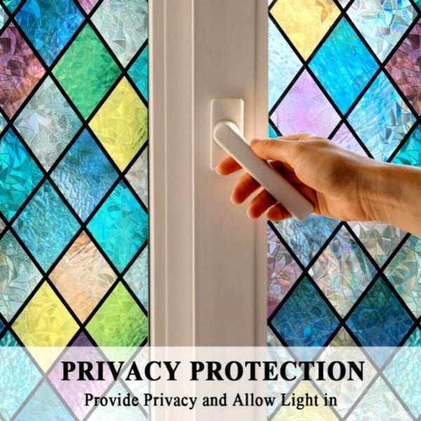 1 Roll of Crystal Lattice Patterned Glass Film, Static Cling, No Glue, Providing Privacy And Blocking Rays, Suitable for Both Office And Home Use