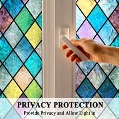 1 Roll of Crystal Lattice Patterned Glass Film, Static Cling, No Glue, Providing Privacy And Blocking Rays, Suitable for Both Office And Home Use