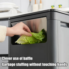 32L Double-Opening Large Capacity Assembled Garbage Bin, Black Plastic Waste Container, Featuring Press/Push Lid Opening Mechanism, Ideal for Kitchen, Living Room, Bedroom, Bathroom, And Commercial Use