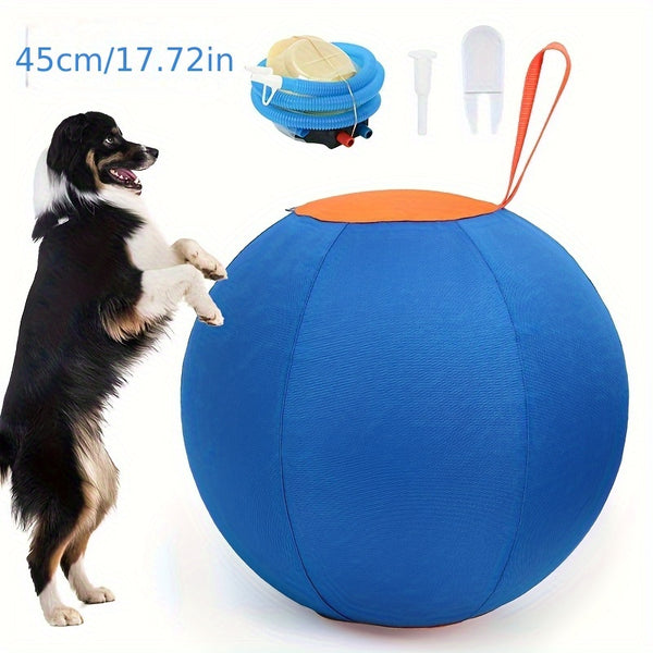 Large Inflatable Herding Ball with Pump - Heavy-Duty Dog Ball with Air Pump for All Breeds, Durable Indoor/Outdoor Play, Training & Herding Games, Easy Inflation, No Batteries/Electricity Required, Safe for Puppies & Adult Dogs, Large Dog Ball for F