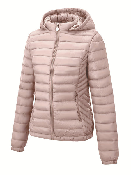 Women's Autumn/Winter Simple Lightweight Hooded Commuter Padded Coat with Pockets