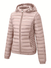 Women's Autumn/Winter Simple Lightweight Hooded Commuter Padded Coat with Pockets