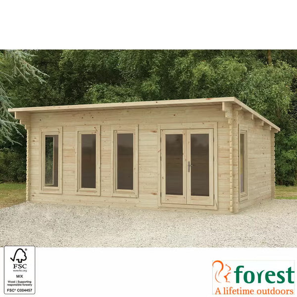 Delivered Forest Garden Harescombe 58Mm Log Cabin 19Ft 8