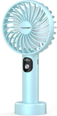 TECKNET Handheld Fan, Portable USB Hand Held Fan Rechargeable with LED Display, Mini Hand Fan 3 Speed Battery Operated Detachable Base Cooling Desk Fans Handheld for Home Office Bedroom Outdoor