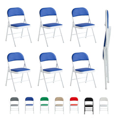 Set of 6 Folding Chairs, Faux Leather Foldable Chairs with Metal Frame and Padded Seat, Easy to Fold and Store for Home, Office, Dining and Reception