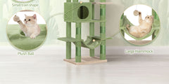 Cat Tree for Indoor Cats, 170cm Large Tall Cat Tower, Multi-Level Cats House with Condo, 8 Scratching Posts, Hammock, 4 Pom Poms