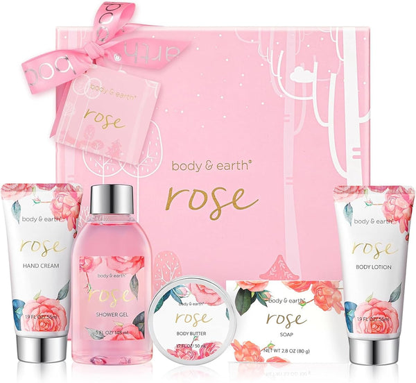 BODY & EARTH Bath Spa Gift Set for Women, Shower Gift Sets, 6Pcs Lavender Toiletries Gift Sets for Women, Luxurious Pamper Gifts for Women Birthday Gifts for Her Ladies Gift Sets Valentine'S Gifts
