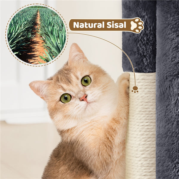 Costoffs 59cm Height Cat Tree, 2-Level Cat Tower Furniture, Climbing Frame with Condo/Plush Perch/Scratch Posts, Cat Climbing Tower for Cats Kittens Pets, Small to Medium-sized Cats, Dark Gray/Light Gray/Black/Pink