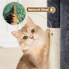 Costoffs 59cm Height Cat Tree, 2-Level Cat Tower Furniture, Climbing Frame with Condo/Plush Perch/Scratch Posts, Cat Climbing Tower for Cats Kittens Pets, Small to Medium-sized Cats, Dark Gray/Light Gray/Black/Pink