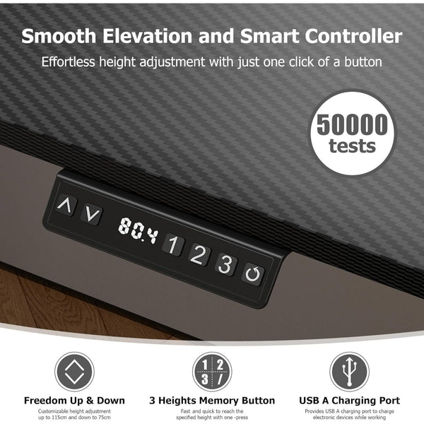 Electric Standing Desk, Sit Stand Table, Height Adjustable Electric Standing Computer Desk with USB Charging Port and Desk Drawer for Home Office