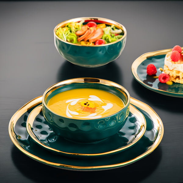 12pcs Porcelain Dinnerware Sets with Dinner Plate, Dessert Plates And Cereal Bowls, Service for 4