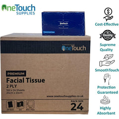 24 boxes of 2Ply Facial Tissue Tissue Boxes 2-ply Soft Tissues for Everyday Use Gentle on Your Skin