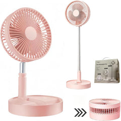 Portable Standing Fan, Foldable Telescopic Pedestal Fan with 7200Mah Battery, Rechargeable Floor Fan with 4 Speeds & 180° Tilt, Portable Fans Rechargeable for Bedroom, Home, Office and Travel (White)