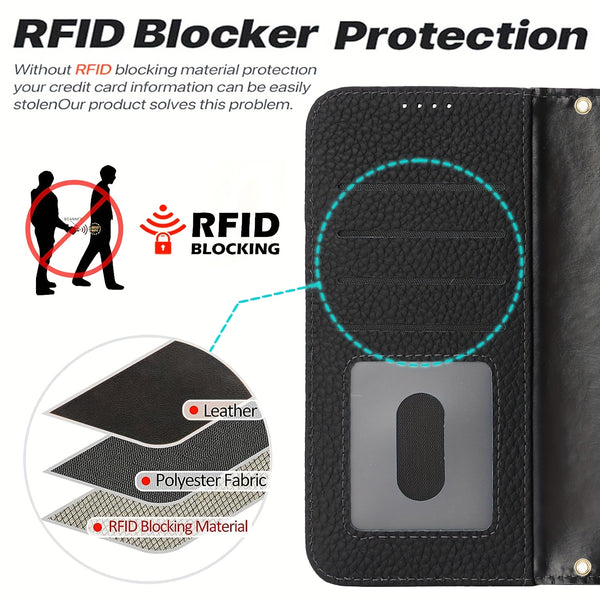 Phone Case: Magnetic Closure Genuine Leather Wallet Case for iPhone 17 Series RFID Blocking 4 Card Slots Premium Protection for 17 Pro Max 17 Air 17 Pro