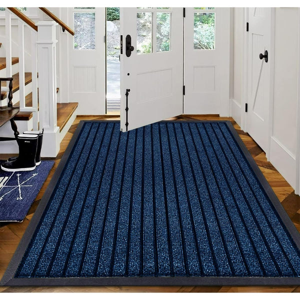 1pc Indoor/Outdoor Rug – 7 Stripe Polypropylene Woven Design with PVC Rubber Back – Heavy-Duty, Waterproof, Non-Slip Dirt-Grabber – Ideal for Entrance, Hallway, Kitchen, Living Room & High-Traffic Areas