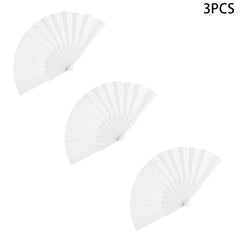 3Pcs Hand Fan Held Portable Spanish Dances Fabric Folding Party Wedding Gift