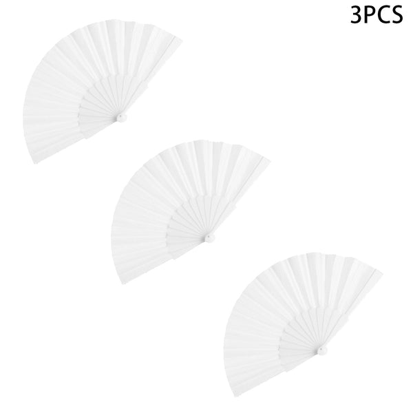 3Pcs Hand Fan Held Portable Spanish Dances Fabric Folding Party Wedding Gift