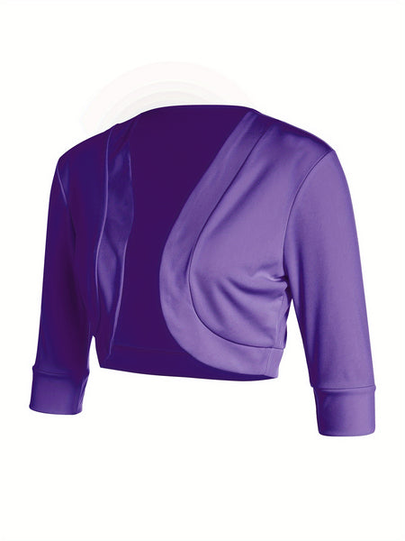 Female Cardigan Coat, Solid Color Long Sleeve Short Jacket Crop Tops for Spring Fall, Yellow/Purple/White/Black/Red