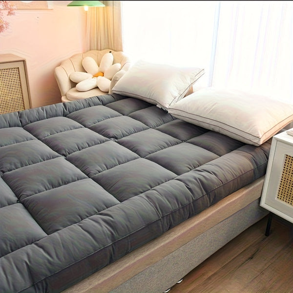 10cm Hotel Quality Mattress Topper | Super Soft with 1200GSM Hollowfiber Filling | Elasticized Corner Straps | Single, Small Double (4ft), Double, King, Super King Size, Grey