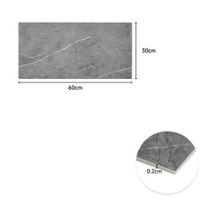 Marble Tile Stickers, Peel and Stick Marble Stick on Tiles 60 x 30cm, 10PCS PVC Self Adhesive Wall Backsplash Tiles for Kitchen Bathroom (Grey Marble)