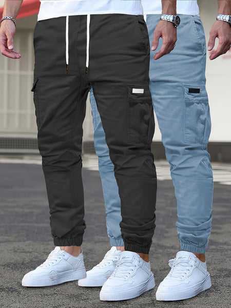 2pcs Men's Cargo Pants - Multifunctional Pockets, Adjustable Drawstring, Suitable for Everyday Casual and Formal Wear in All Seasons - Great Birthday/Christmas Gift - Machine Washable and Durable, a Must-have for Outdoor Enthusiasts