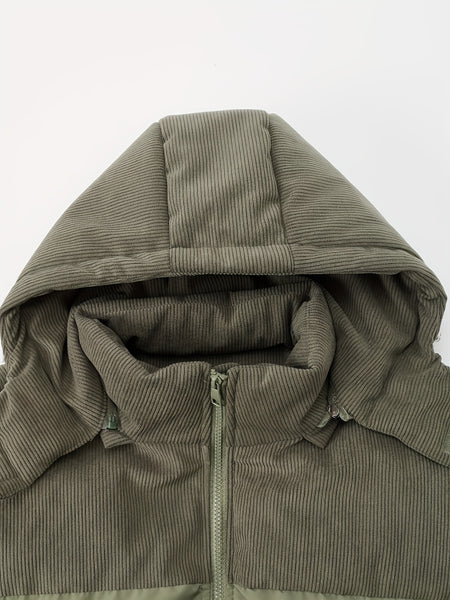 New Men'S Autumn And Winter Thick Corduroy Jacket Casual Warm Coat - Hooded Jacket, Detachable Hood, Warm And Cold-Proof Overcoat, Suitable for Daily And Formal Occasions, Easy-Care Hand Wash Design, Winter Formal Wear, Durable Material