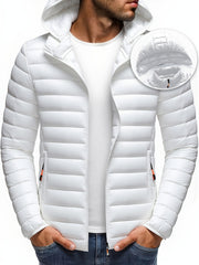 Men's Stand Collar Hooded Jacket - Warm, Windproof Thickened Coat, Detachable Hood, Solid Color Design, Thickened Nylon Fabric for Cold Weather, Casual Style, Zip Closure, Dry Clean Only, Winter Stand Collar Hooded Thickened Coat