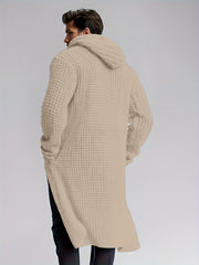 Men's Casual Sport Sweater, Long Hooded Knit Cardigan with Thick Yarn Knitting, Large Side Pockets, Loose Fit, Warm and Stylish, for a Casual and Stylish Look