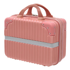14 Inches Storage Box, Rose Gold Portable Makeup Travel Case Hand Luggage with Elastic Band, Durable Plastic Carrying Makeup Case Suitcase, Makeup Box Travel Cosmetic Box Suitable for Home or Travel
