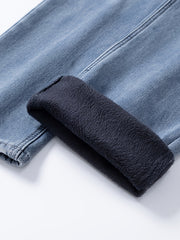 092+1# New Winter Style -Lined Thickened Simple and Stylish Slightly Stretchy Jeans