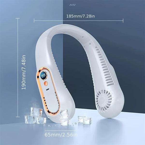 Sports & Office Companion: Mini Bladeless Neck Fan, Ultra-Long Battery Life, 5 Gear Adjustable, Silent, USB Charging with Digital Display