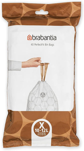 Brabantia Perfectfit Bin Liners (Size G/23-30 Litre) Thick Plastic Trash Bags with Tie Tape Drawstring Handles (40 Bags)